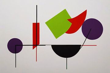 Géométrie abstraite avec formes colorées sur De Muurdecoratie