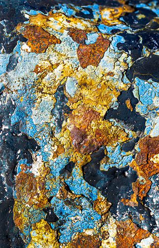Blauwe wereld - abstract, roest gefotografeerd
