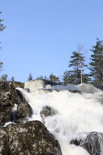 Wasserfall mit einem strahlend blauen Himmel