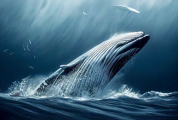 Baleine dans la mer Illustration fond sur Animaflora PicsStock