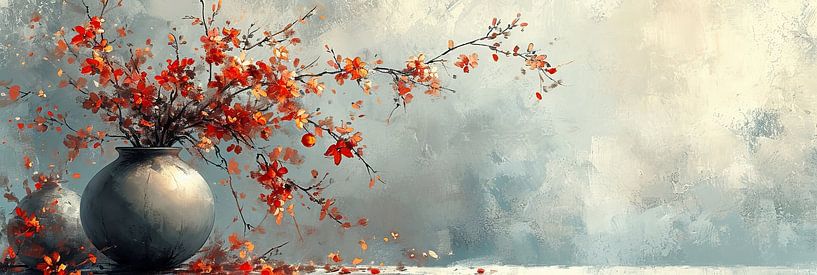 Abstrakte Blüte | Scharlachroter Flüsterfall von Kunst Laune