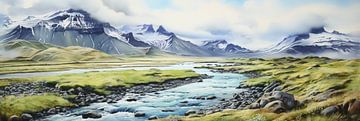 Peinture de l'Islande sur Peinture Abstraite