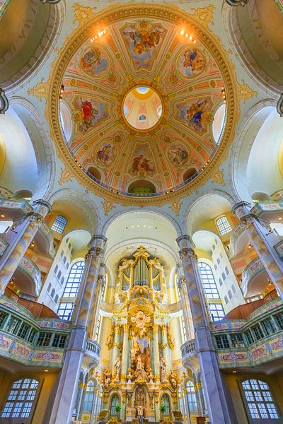 Plafond en orgel van de  Frauenkirche in Dresden van Henk Meijer Photography