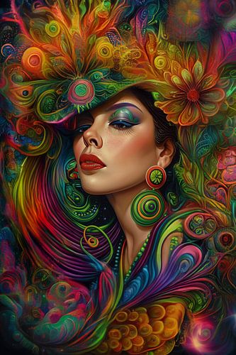 woman with floral ornament