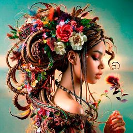 Jonge vrouw met boho-vlechtkapsel van ¡ guay !