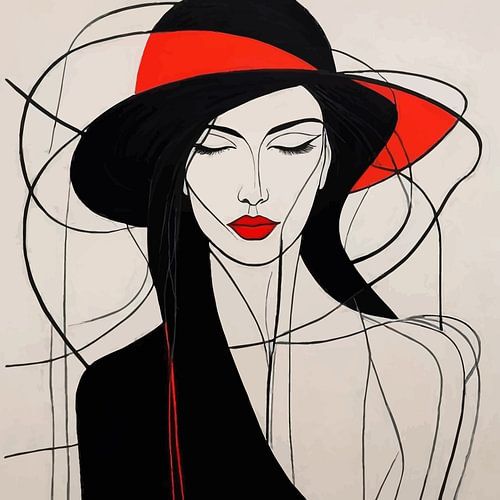 Minimalistisch schilderij van vrouw