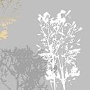 Botanische planten 16 . Gras sprietjes in pastel kleuren met gouden abstracte penseelstreken van Dina Dankers thumbnail