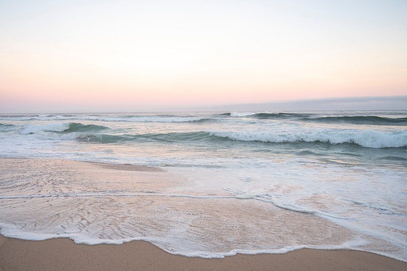 Sunrise on the beach in Portugal art print - pastel nature and travel photography by Christa Stroo photography