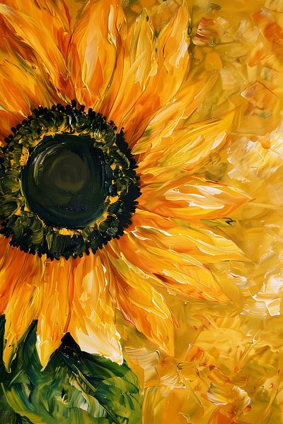 Realistisch schilderij van kleurrijke zonnebloem van Art & Soul Creations