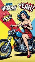 Pop-art: Woman rides in style