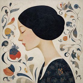 Femme aux fleurs sur Caprices d'Art