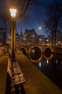 Volle maan over de Leidsegracht