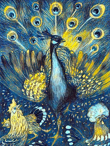 Pauw in Impressionistische Kleuren Speciale Editie van Mad Dog Art