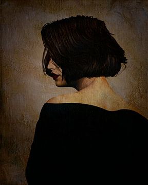 Porträt einer Frau in einem schwarzen Kleid