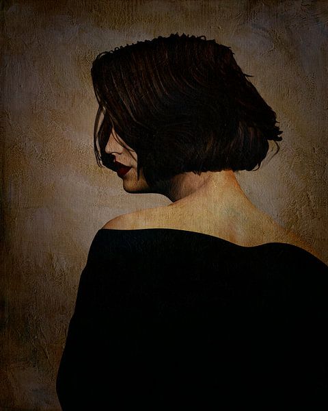 Portret van een vrouw in een zwarte jurk van Jan Keteleer