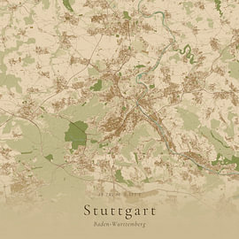 Historische Landkarte von Stuttgart, Deutschland