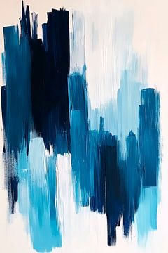 Abstracte blauwe tinten - Dynamisch kleurenspel van Poster Art Shop