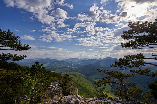 View over gentle mountain landscape