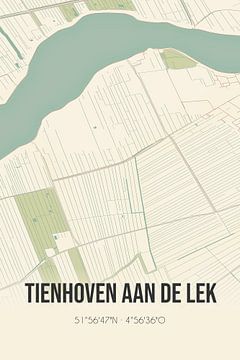 Vintage map of Tienhoven aan de Lek (Utrecht) by Rezona