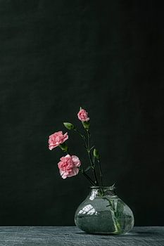 Foto print | Roze bloemen in glazen vaasje | Botanisch