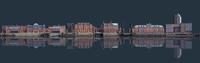 Hamburg . Stadsgezicht . Speicherstadt van Aad Trompert