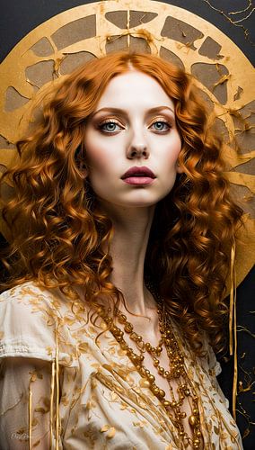 Gouden Vrouwen - Portret - Serie (N6) Gemengde Medium Kunst