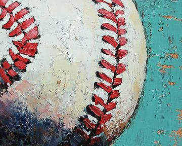 Wit honkbal tegen turquoise achtergrond van OMG Art