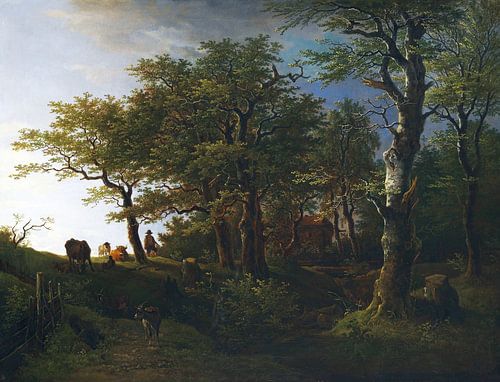 MAX JOSEPH WAGENBAUER, Licht boslandschap met vee en herders, 1807