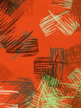 Art d'inspiration rétro aux couleurs vives de terracotta et de vert