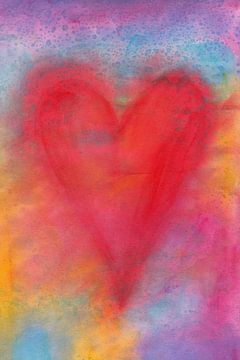 Rotes Herz auf Regenbogenfarben von Karen Kaspar