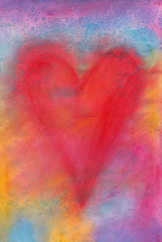 Rotes Herz auf Regenbogenfarben von Karen Kaspar