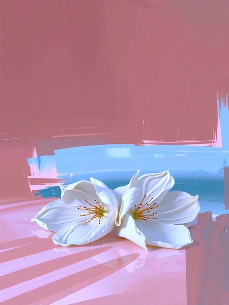Weiße Blüten Stillleben Malerei von A.D. Digital ART