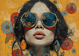 lunettes de soleil pour femme | Femme portant des lentilles de contact sur Caprices d'Art