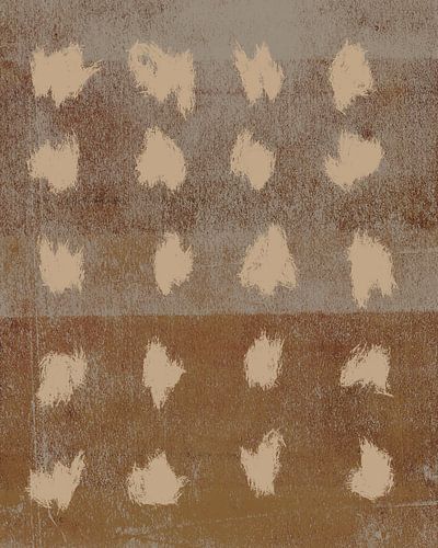 Abstract vormenpatroon in terracotta, roestbruin en licht okergeel