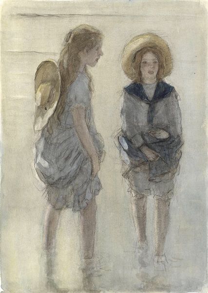 Deux filles en train de barboter vers 1900 par Het Archief
