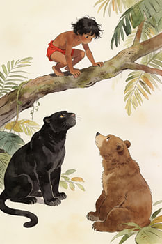 Dschungeljunge mit Panther & Bär
