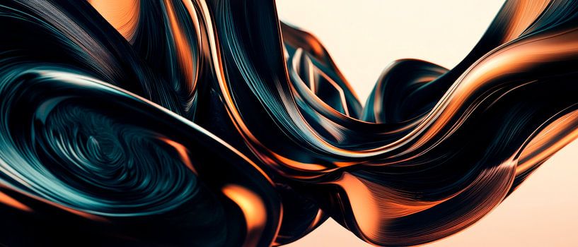 Fließende Formen in Bronze und Schwarz von Poster Art Shop