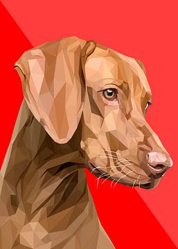 Portrait d'un chien brun en Low Poly sur Yoga Art 15