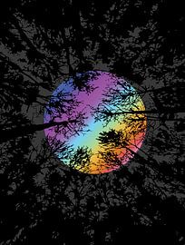 Mondlicht durch dichten Wald - Bunte surreale Natur Wandkunst von Ramy Salah Hefny