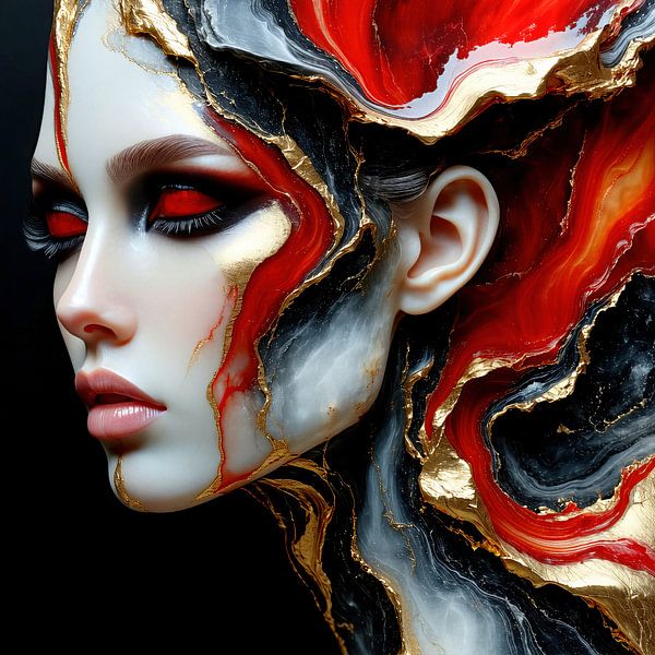 Frau im Fluss der Stille – Eine weibliche Gestalt zwischen Marmor, Gold und Dunkelheit (3 von 3) von AidasignArt
