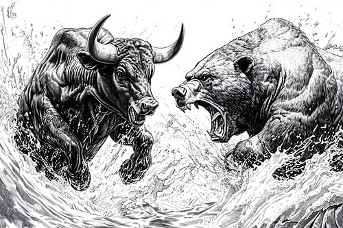 Duel between bull and bear