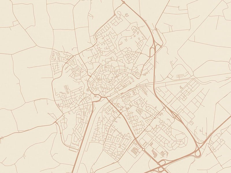 Terracotta style map of Middelburg by De Kaartenwinkel