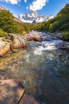 Fitz Roy Cascades and Mount Fitz Roy by Gunter Nuyts
