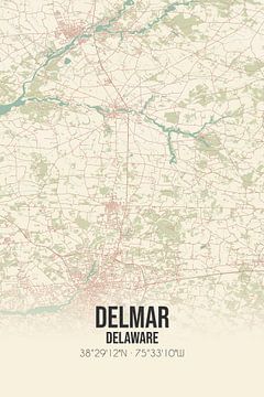 Vintage landkaart van Delmar (Delaware), USA. van MijnStadsPoster