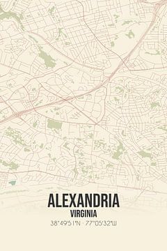 Carte d'époque d'Alexandria (Virginie), USA. sur Rezona