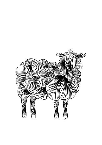 Poster schaap - zwartwit - boerderijdieren - kinderkamer van Studio Tosca
