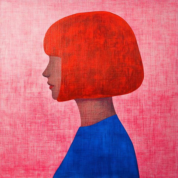 Abstrakte Silhouette einer Frau in Farbe auf einer Leinwand Hintergrund von Lauri Creates