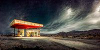 Verlaten tankstation uit de jaren vijftig langs Route 66
