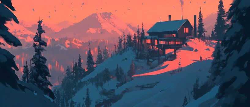 Paysage de montagne au crépuscule par Poster Art Shop