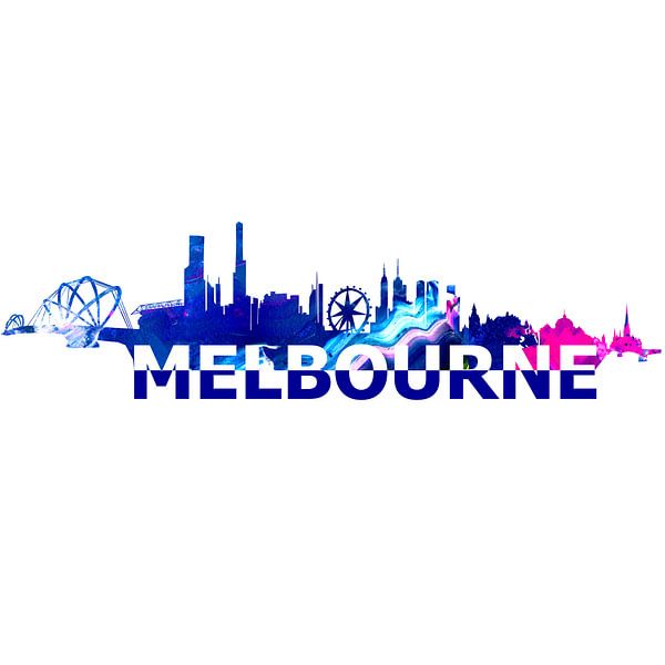 Melbourne Australien Skyline Scherenschnitt von Markus Bleichner